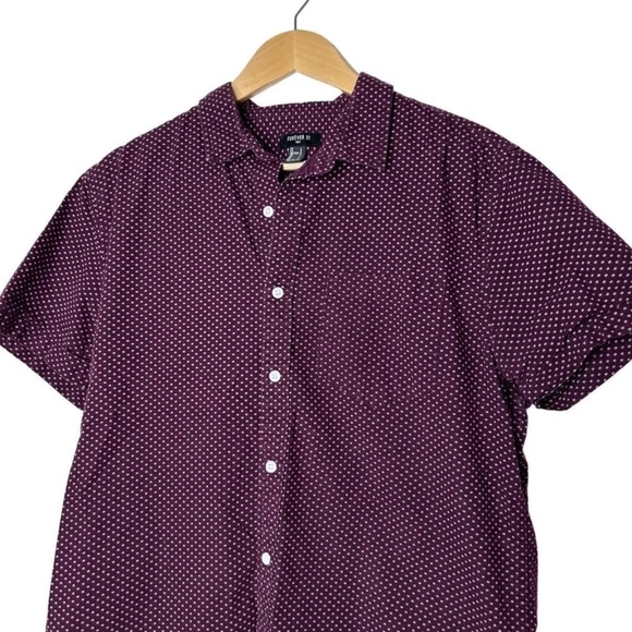 Forever 21 Men’s Button Down Short Sleeve Maroon Floral Print Large - Picture 2 of 5